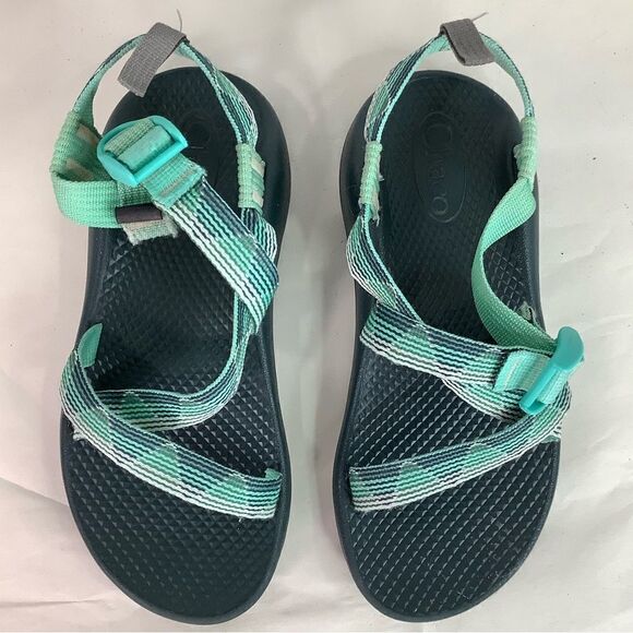 Chaco Webbing Comfort Multicolor Green Strip Strap Children Sandal Shoes Sz C3” - Picture 9 of 11